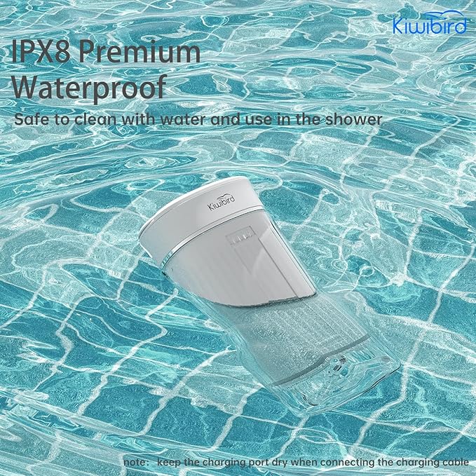 KIWIBIRD Mini Water Flosser for Travel, Ultra-Portable Cordless Oral Irrigator with UVC Light, IPX8 Waterproof 3 Modes, 230mL Teeth Cleaner for Tonsil Stones & Braces Care - Home & Travel (Grey)