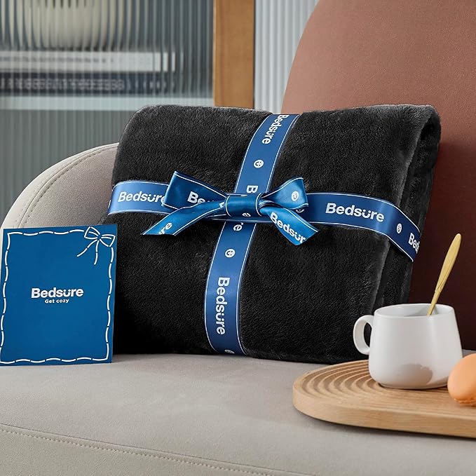 Bedsure GentleSoft Fleece Bed Blankets Full Size Black - Soft Lightweight Plush Fuzzy Cozy Luxury Blanket Microfiber, 84x90 inches