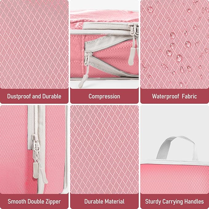 4-Piece Packing Cube Set - Lightweight Luggage Organizers for Travel, Vacation and Suitcases - Durable Accessories with Compression