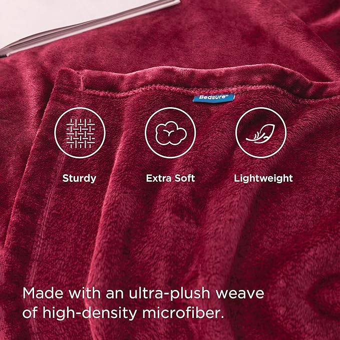 Bedsure GentleSoft Fleece Throw Blanket Red - 300GSM Christmas Blankets for Couch, Sofa, Bed, Soft Lightweight Plush Cozy Throws for Toddlers, 50x60 inches