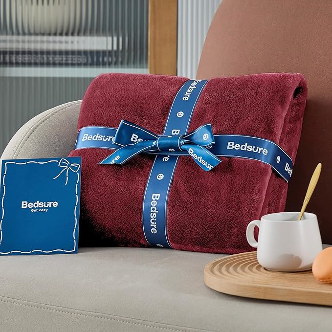 Bedsure GentleSoft Fleece Blankets King Size Burgundy - Bed Blanket Soft Lightweight Plush Cozy Fuzzy Luxury Microfiber, 108x90 inches
