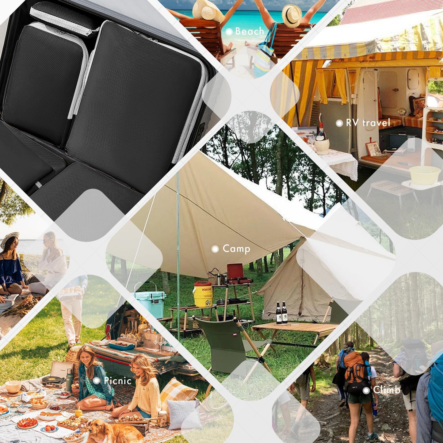 3 Set Compression Packing Cubes with Handle Travel Essential for Suitcases Nylon Portable Storage Bag Luggage Organizer Bags Waterproof for Clothes Storage