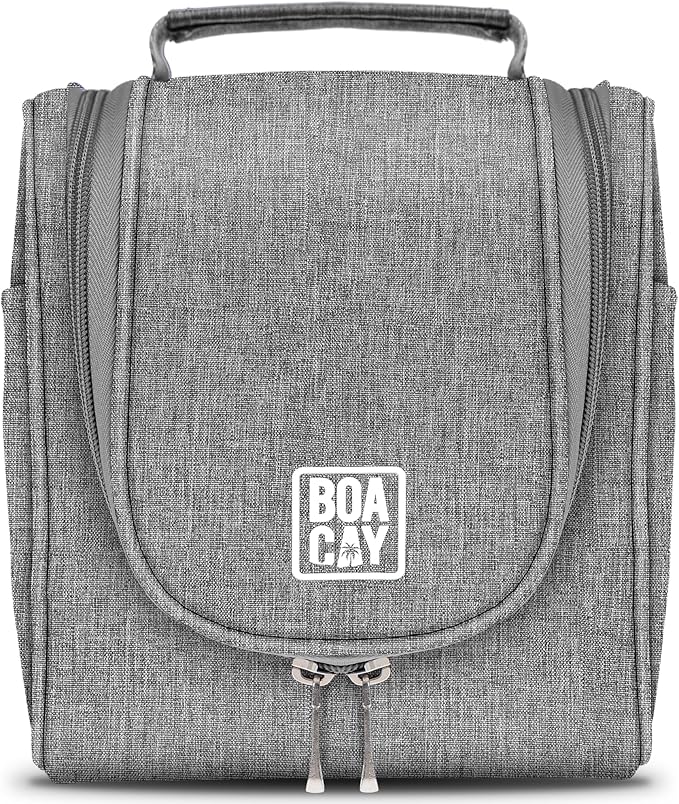 BOACAY Small Hanging Travel Toiletry Bag for Women and Men, Makeup Bag, Bathroom & Shower Organizer Kit for Accessories, Cosmetics, Travel Essentials