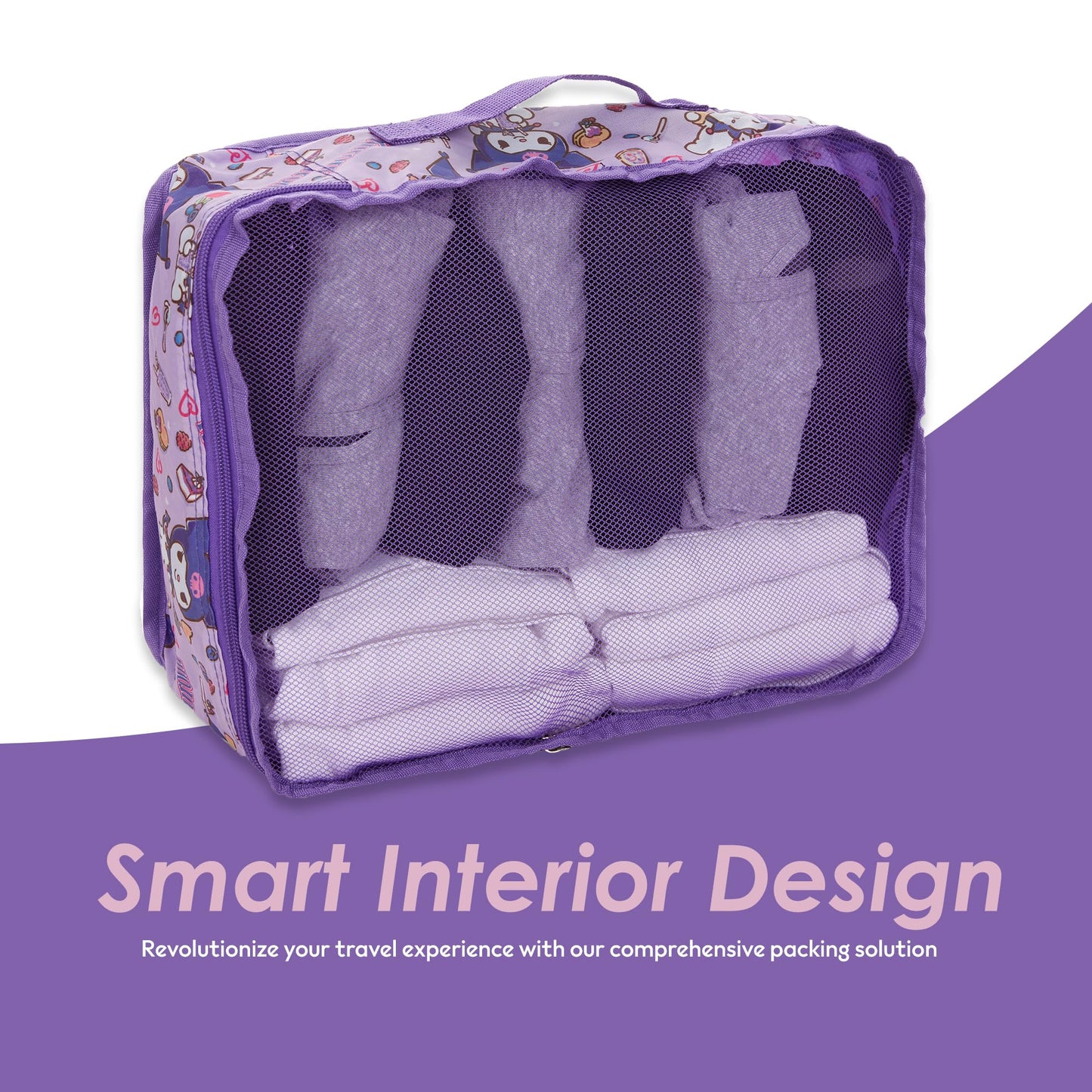 Sanrio's Hello Kitty Packing Cubes - 5 Piece Packing Cube Bags - Travel Essentials - Suitcase Luggage Organizer Set - Hello Kitty and Friends, My Melody, Kerromi, Kerropi, Badtz-Maru (Kerromi)