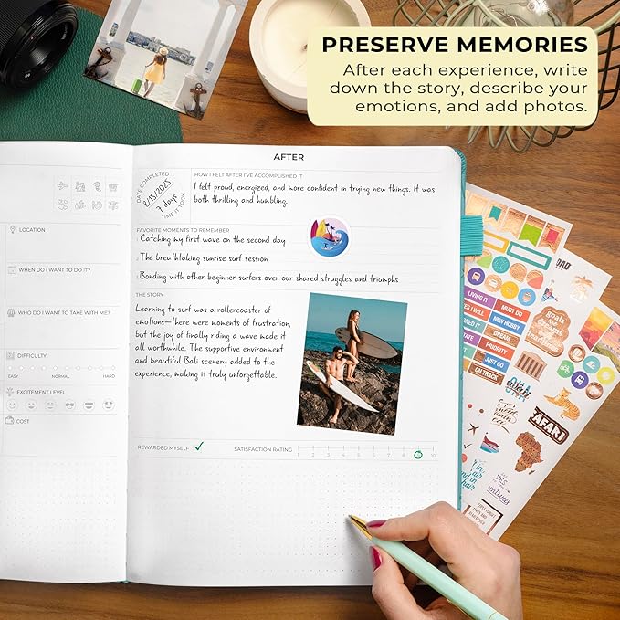 Clever Fox Bucket List Journal Large – Inspirational Book for Memories & Adventures – Motivational Bucket List Notebook for Couples, A4 (Aquamarine)