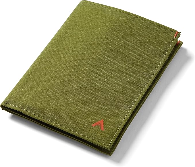 Allett Travel Wallet, Cala Green | Nylon, Thin Bifold, RFID Blocking, Minimalistic, Front Pocket | Holds Up To 10 Cards & Passport | For Men & Women