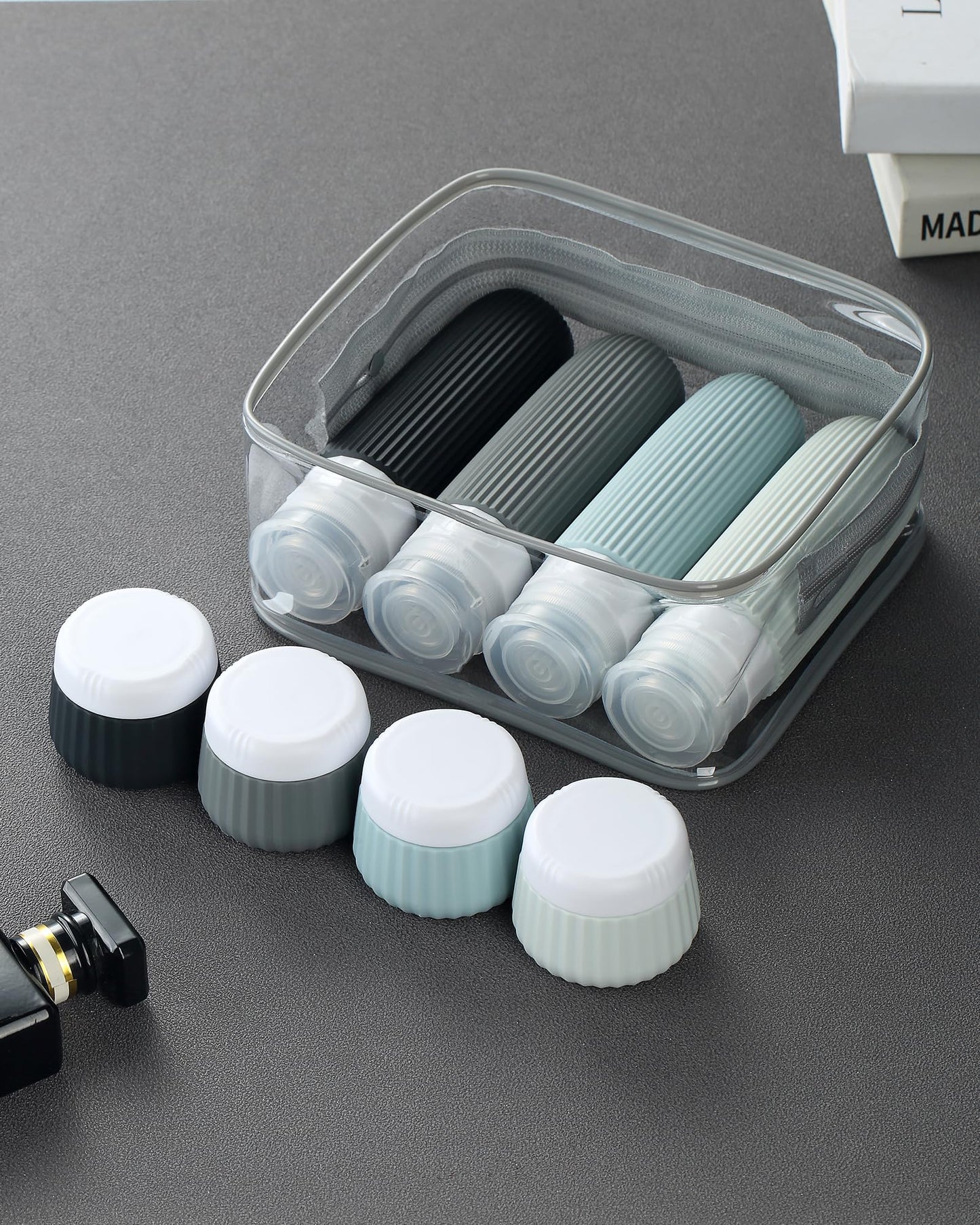 Mrsdry Travel Bottles - 8 Pack, TSA Approved Travel Size Toiletries, Leak Proof Silicone Squeezable Containers in Clear Bag