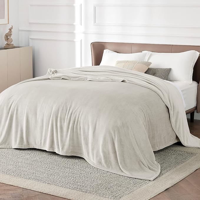 Bedsure GentleSoft Fleece Blanket California King Size Linen - Lightweight Plush Fuzzy Cozy Soft Bed Blankets, 102x96 inches