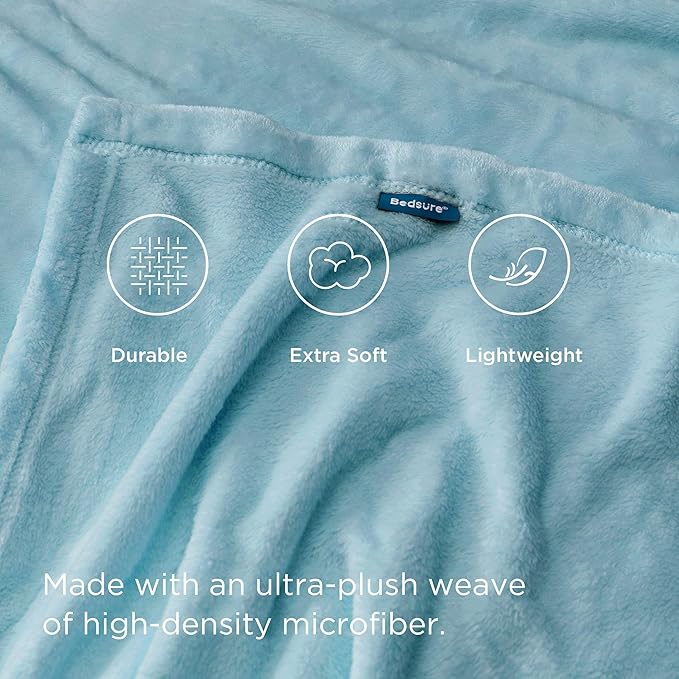 Bedsure GentleSoft Fleece Throw Blanket for Couch River Blue - Lightweight Plush Fuzzy Cozy Soft Blankets and Throws for Sofa, 50x70 inches