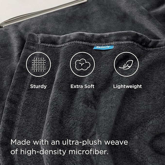 Bedsure GentleSoft Fleece Blanket California King Size Charcoal - Lightweight Plush Fuzzy Cozy Soft Bed Blankets, 102x96 inches