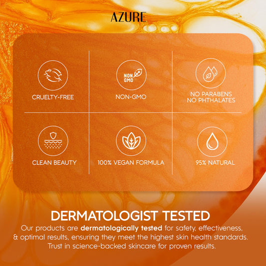 Azure Cosmetics Vitamin C Serum For Face - Dermatologist Tested, Anti-Aging with Hyaluronic Acid for Dark Spots, Fine Lines & Wrinkles - Brightning, Clean Korean Skincare for Glass Skin - 1.69 fl oz