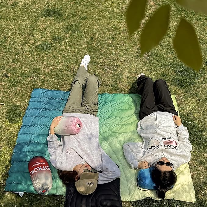 Camping Blanket,Puffy Printed Camp Blankets Lightweight Packable for Outdoor Camping,Traveling, Stadium, Hiking, Picnics