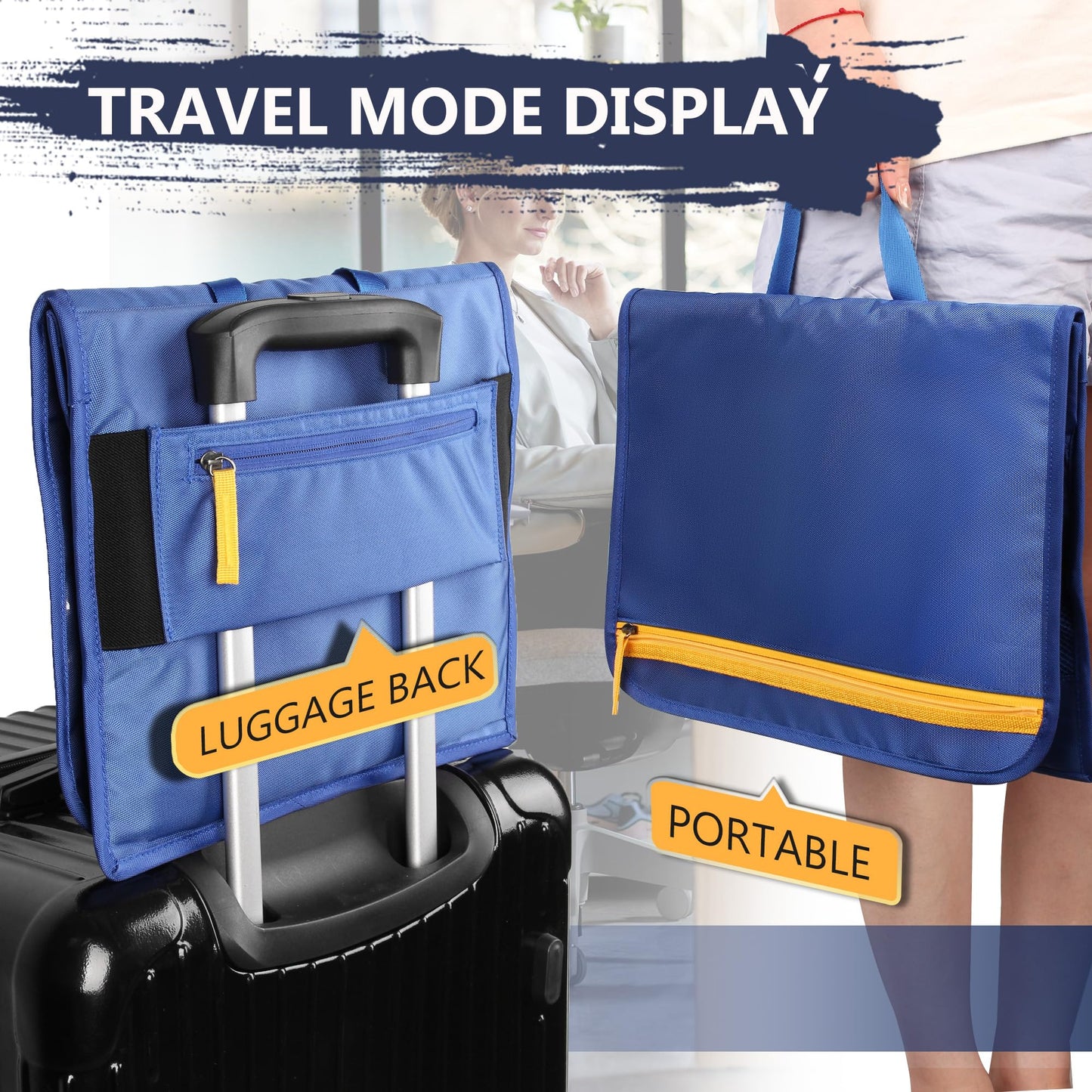 Airplane Pocket Organizer with Tray Table Cover,Portable In Flight Seat Back Organizer & Storage Bag, Commuter Essential Travel Bag Travel Accessories for Flying,Blue (Blue)