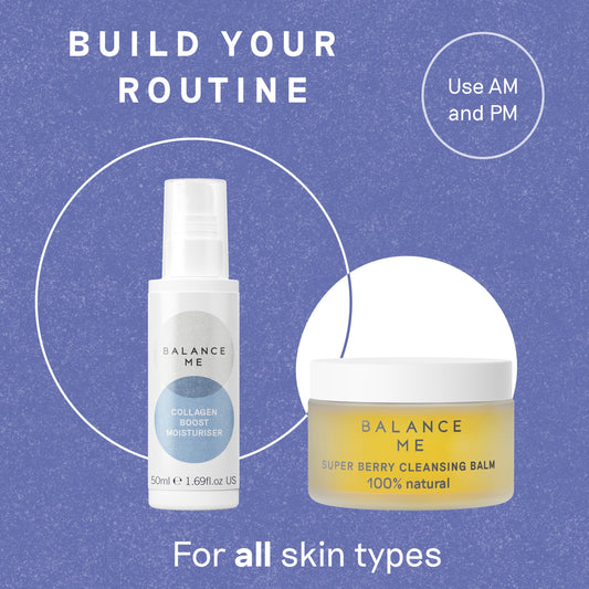 Balance Me Super Berry Face Cleansing Balm, Hydrating Makeup Remover Balm with Raspberry & Cloudberry Oils, Gentle Double Cleanse & Travel Size Facial Cleanser, 3-in-1 Natural Skincare