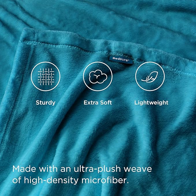 Bedsure GentleSoft Twin XL Fleece Blanket Dorm Bedding - Lightweight Soft Cozy Blankets for Bed, Sofa, Couch, Travel, Camping, Teal Blue, 66"x90"