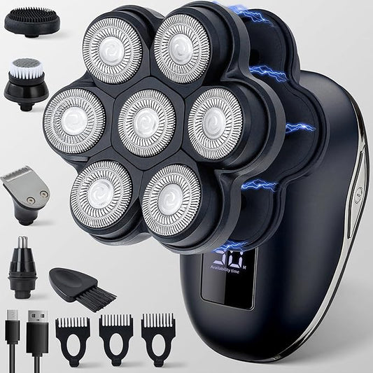 2025 New Upgrade Magnetic Head Shavers for Bald Men, Electric Razor for Men, Mens Shaving with Nose Hair Sideburns Trimmer, LED,Travle Lock