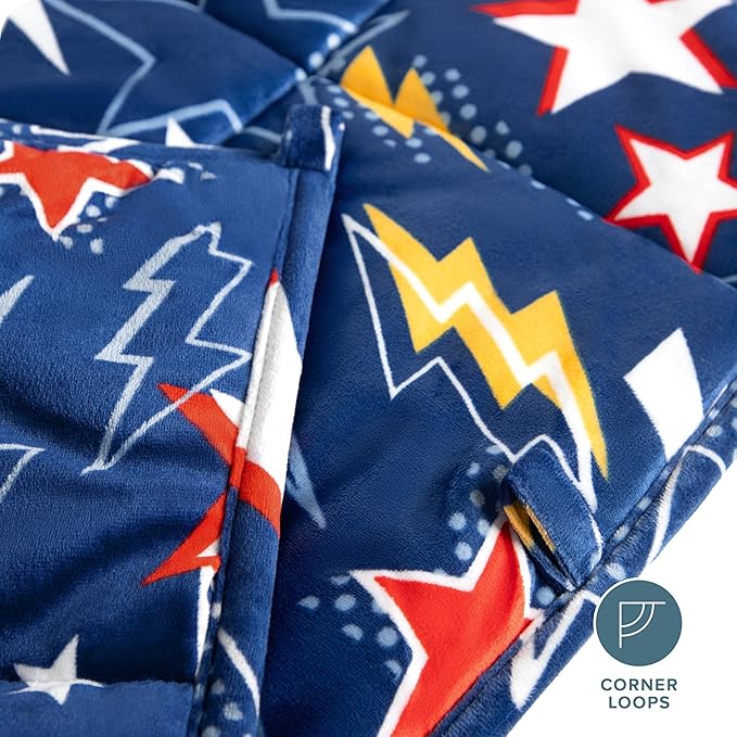 Bare Home Weighted Blanket Twin or Full Size 7lb (40" x 60") - Minky Fleece - Premium Heavy Blanket Nontoxic Glass Beads (Superhero, 40"x60")