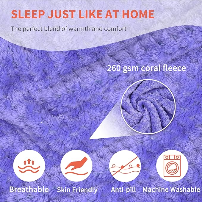 Tirrinia Travel Blanket Airplane Compact with Bag, Soft& Lightweight Wearable Blanket with Foot Pockets for Women Men Adults, Warm Snuggle Blanket, Airplane Travel Essentials, Travel Gifts for Her,