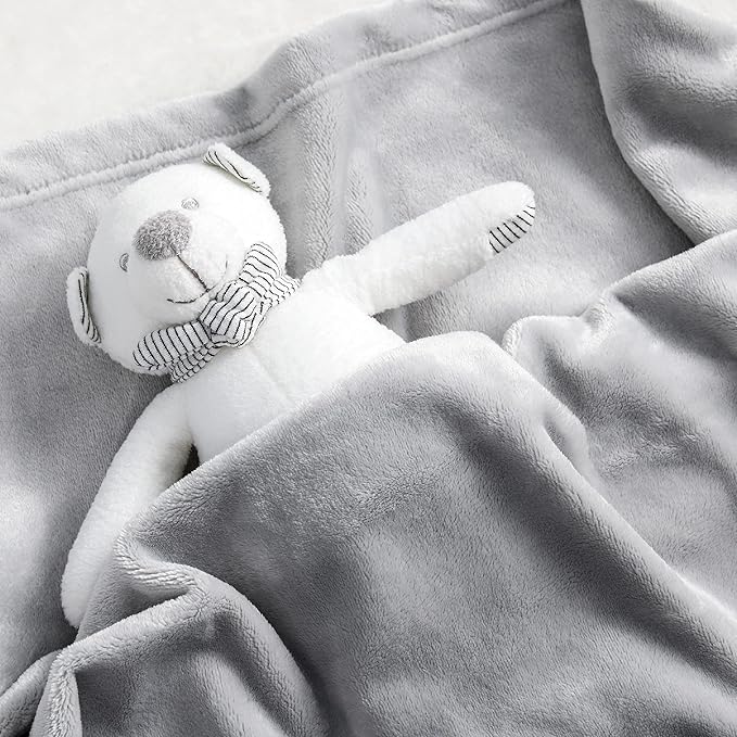 Bedsure GentleSoft Bedding Fleece Blanket for Girls and Boys - Soft Cozy Cute Small Throw Blankets for Travel, 43x55 Inches, Light Grey