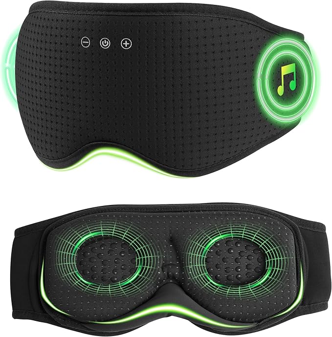 MUSICOZY Sleep Headphones with Bluetooth 5.4 Sleep Mask, Removable 3D Eye Cups for Zero Pressure Comfort, Wireless Bluetooth Eye Mask for Sleeping with Timer