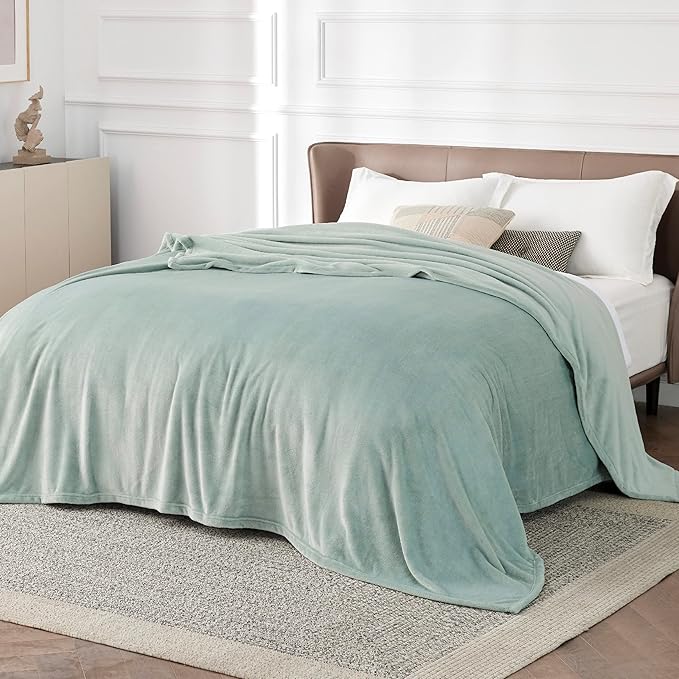 Bedsure GentleSoft Fleece Blanket California King Sage Green - Lightweight Plush Fuzzy Cozy Soft Bed Blankets, 102x96 inches