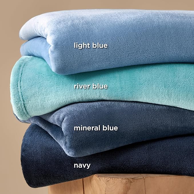 Bedsure GentleSoft Fleece Blankets Twin Size River Blue - 300GSM Lightweight Plush Fuzzy Cozy Soft Blanket for Bed, Sofa, Couch, Travel, Camping, 60x80 inches
