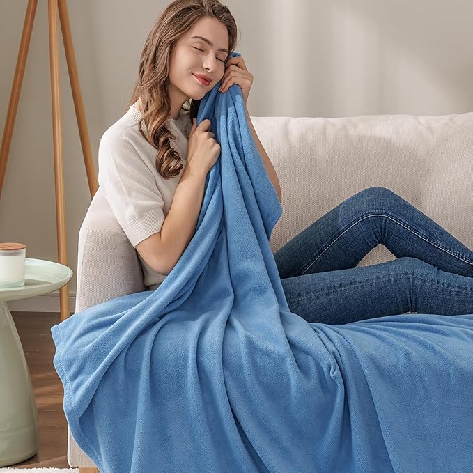 Berkshire Blanket Microfleece Throw Size Bed Throw Blanket Royal Blue, Lightweight Soft Breathable Plush Micro Fleece Throw Blanket for Travel, Bed and Couch, 50x60 Inches