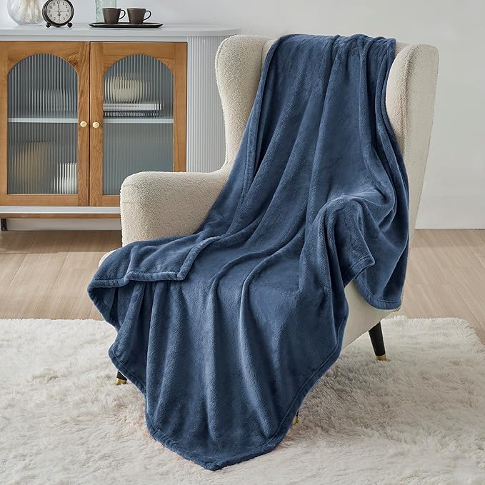 Bedsure GentleSoft Fleece Blanket Twin Size Mineral Blue - 300GSM Lightweight Plush Fuzzy Cozy Soft Warm Blanket for Bed, Sofa, Couch, Travel, Camping, 60x80 inches