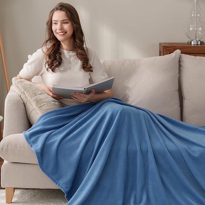 Berkshire Blanket Microfleece Throw Size Bed Throw Blanket Royal Blue, Lightweight Soft Breathable Plush Micro Fleece Throw Blanket for Travel, Bed and Couch, 50x60 Inches