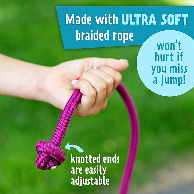 Just Jump It 8' Foot Single Jump Rope for Kids Women and Men - Active Outdoor Youth Fitness Excersing Equipment - Braided Nylon Gym Accessories