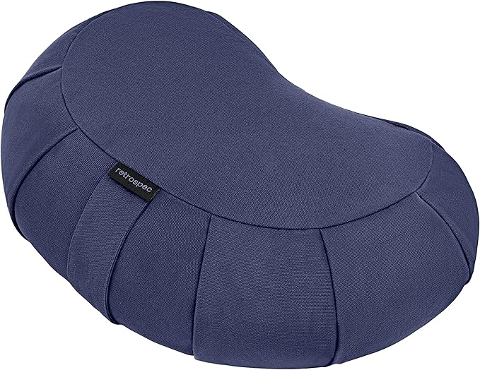 Retrospec Sedona Zafu Meditation Cushion With Buckwheat Hull Fill - Adjustable Yoga & Pilates Support Pillow - 17in Crescent Cotton Cover With Handle