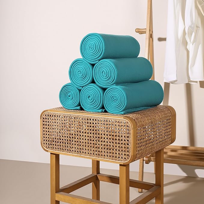 CAI TENG Fleece Throw Blanket Blankets Bulk for Couch Lightweight Warm Soft Cozy Kids Blanket Bulk 50 x 60 inch Fleece Fabric Yard Solid for Bed Sofa Travel Gifts Outdoor Blue 6 Pack