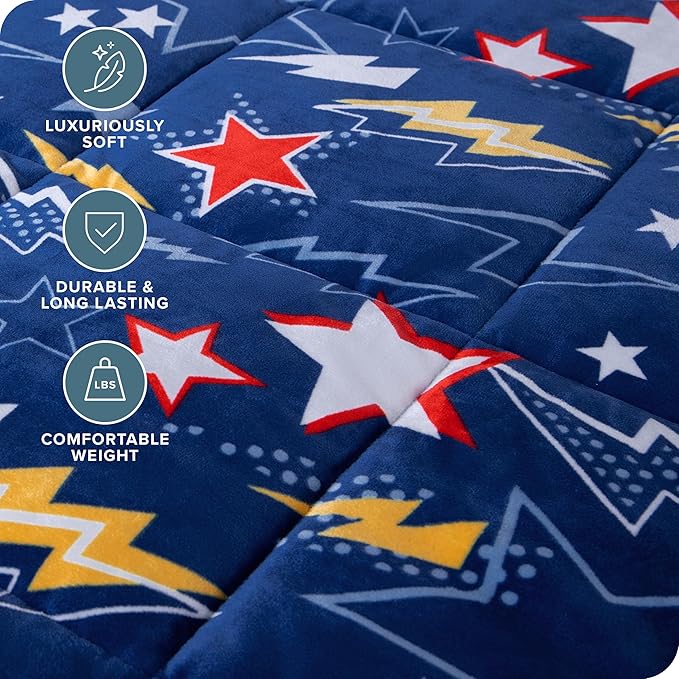 Bare Home Weighted Blanket Twin or Full Size 10lb (40" x 60") - Minky Fleece - Premium Heavy Blanket Nontoxic Glass Beads (Superhero, 40"x60")