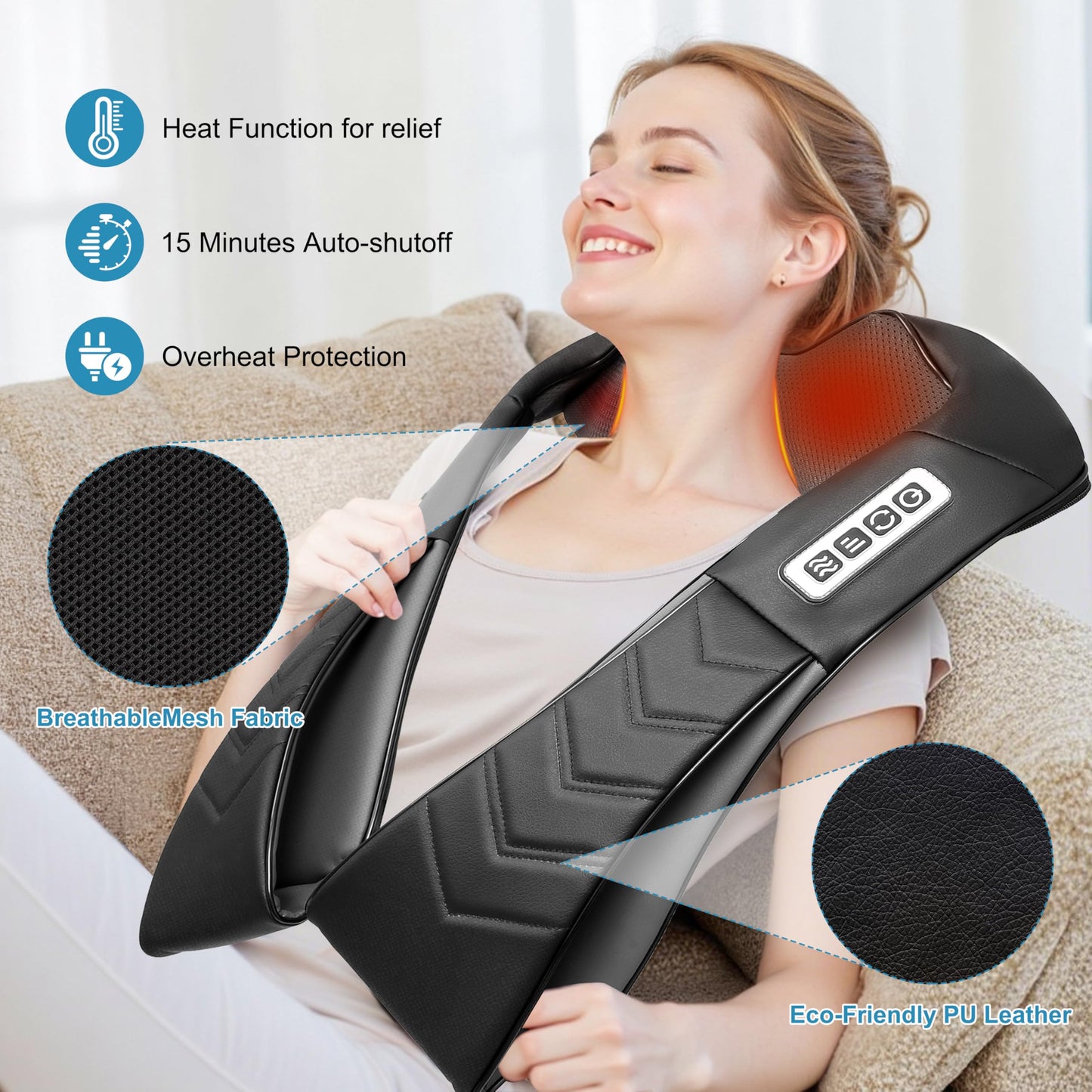 Alliggic Shiatsu Neck and Back Massager, Electric Shoulder Massager with Heat, Deep Tissue Kneading Massage for Pain Relief, Gifts for Dad Mom Friend Birthday Father's Day(NOT Cordless)