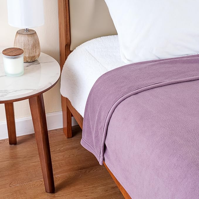 Berkshire Blanket Microfleece King Size Bed Blanket Lavender, Lightweight Soft Breathable Plush Micro Fleece Blanket for Bed Couch Sofa, 90x108 Inches