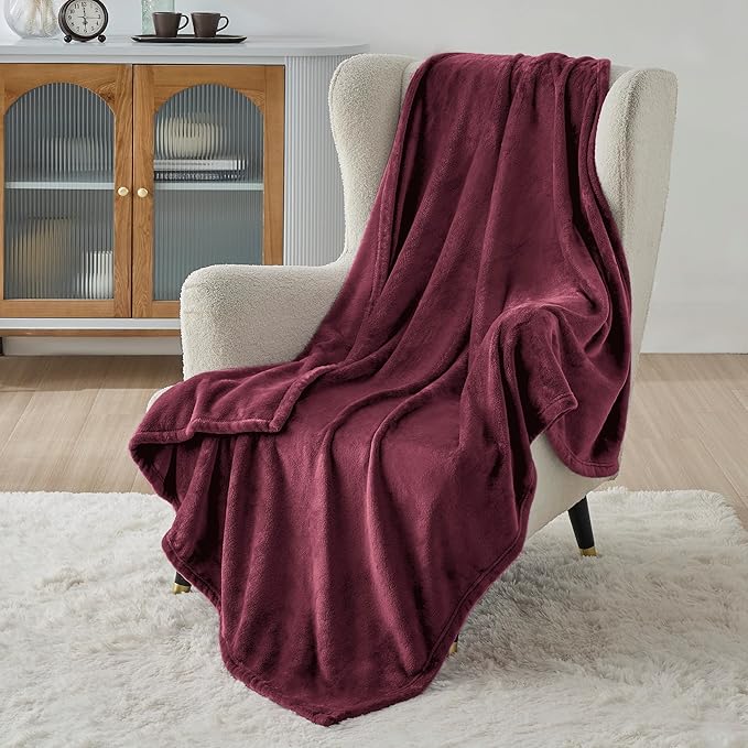 Bedsure GentleSoft Fleece Throw Blanket Burgundy Red - 300GSM Blankets for Couch, Sofa, Bed, Soft Lightweight Plush Cozy Throws for Toddlers, 50x60 inches