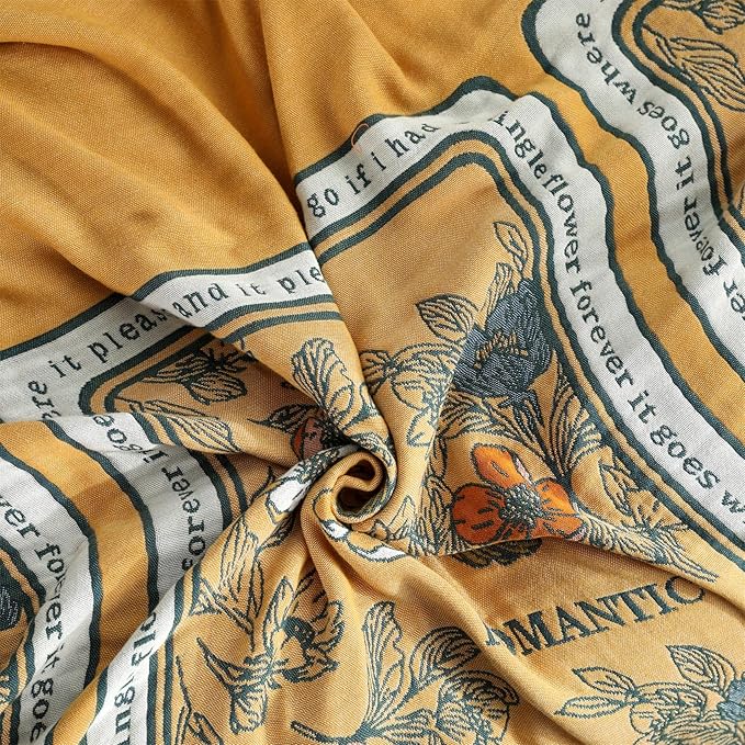 Boho Throw Blanket for Bed 100% Cotton Ultra Soft Rustic Quilt Fall Blanket Floral Printed Farmhouse Decor Bed Blankets,80"×90" All Season Rustic Throw for Sofa Couch Chair