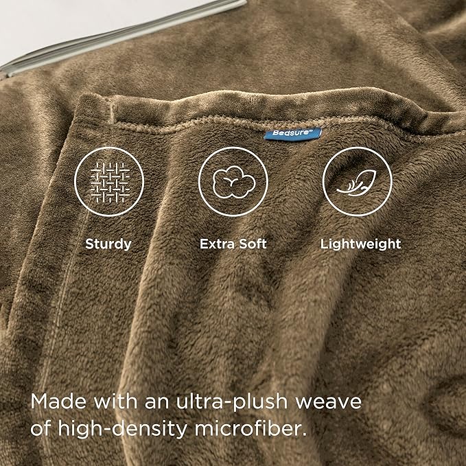 Bedsure GentleSoft Fleece Throw Blanket Camel - 300GSM Blankets for Couch, Sofa, Bed, Soft Lightweight Plush Cozy Throws for Toddlers, 50x60 inches