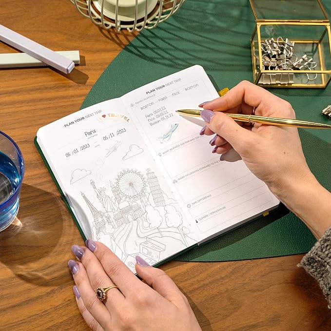 Clever Fox Travel Journal Pocket – Vacation & Road Trip Itinerary Planner Organizer & Traveling Memory Diary – Small Traveler Notebook (Forest Green)