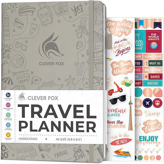 Clever Fox Travel Journal – Vacation & Trip Organizer with Budget Plan, Packing List, Travelling Expense Tracker, A5 (Foggy Alps)
