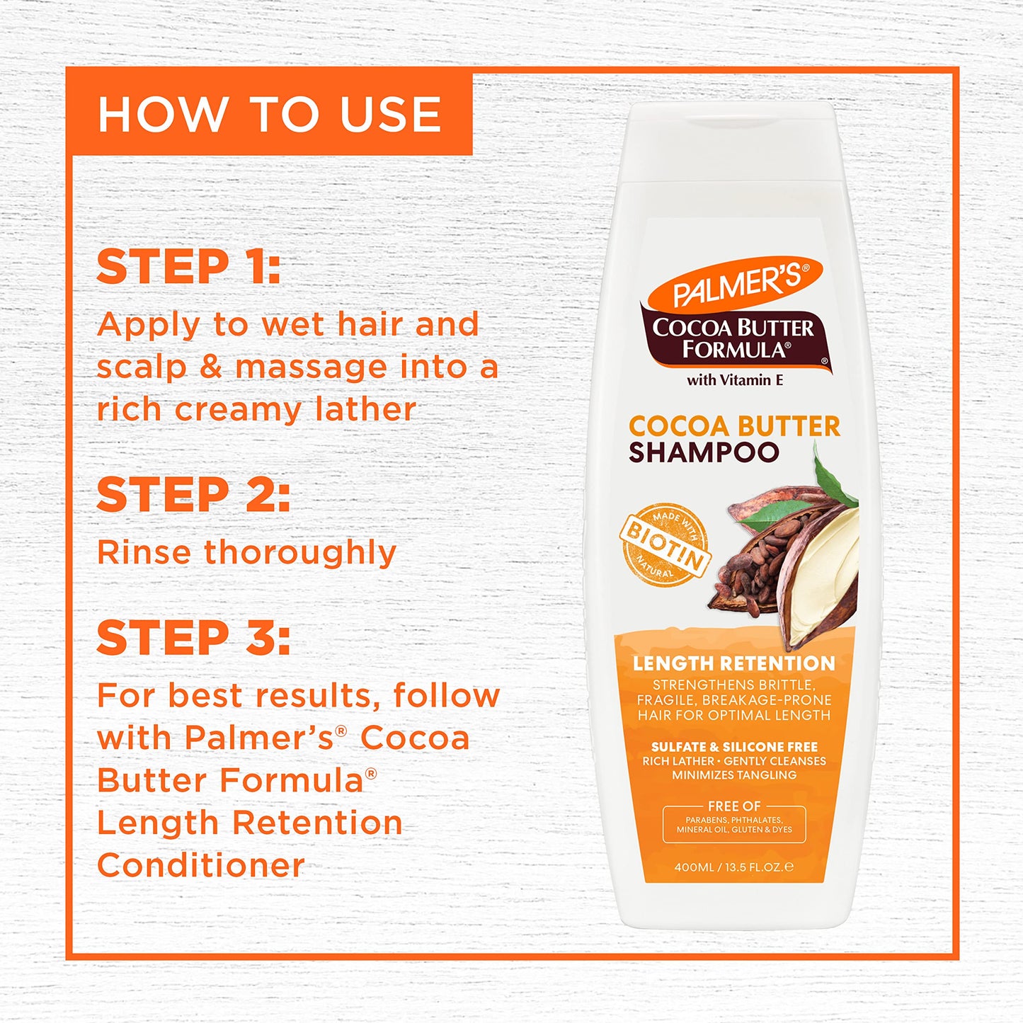 Palmer's Cocoa Butter Formula Biotin Length Retention Shampoo, 13.5 Fl Oz