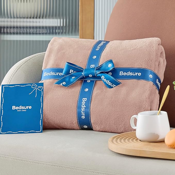 Bedsure GentleSoft Fleece Throw XL Blanket Dusty Pink - 300GSM Soft Lightweight Plush Cozy Blankets for Bed, Sofa, Couch, Travel, Camping, 50x70 inches