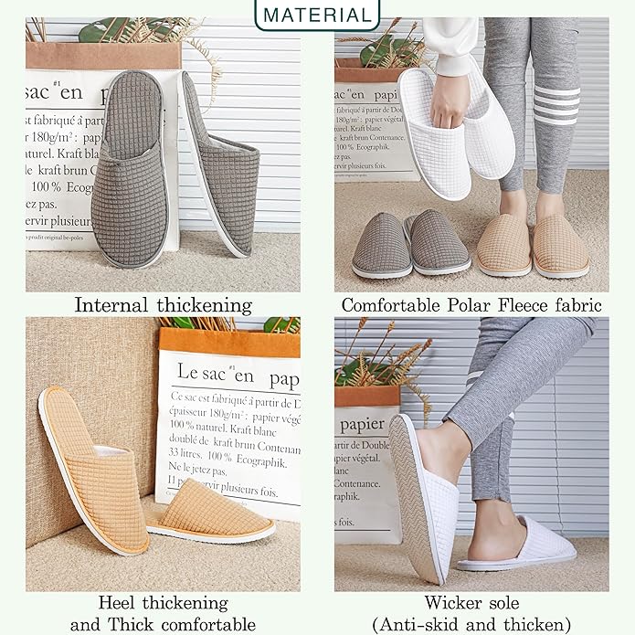 6-10 Pairs Spa Slippers, Non Slip Disposable Slippers For Guest, Washable Reusable, Which Can Be Used As Women Men, House, Indoor, Bathroom, Bedroom, Hotel, Bride Slippers