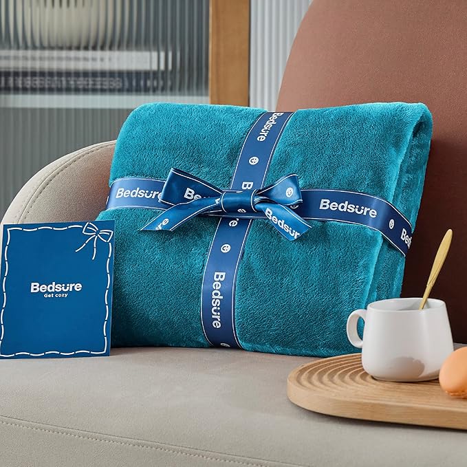 Bedsure GentleSoft Twin XL Fleece Blanket Dorm Bedding - Lightweight Soft Cozy Blankets for Bed, Sofa, Couch, Travel, Camping, Teal Blue, 66"x90"
