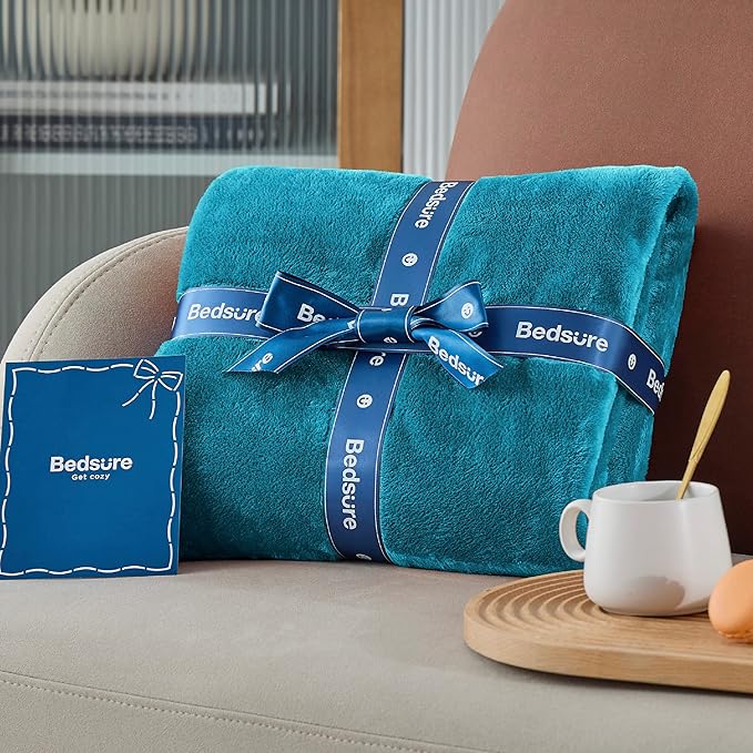 Bedsure Teal Blue Fleece Blanket 50x70 Blanket - 300GSM Soft Lightweight Plush Cozy Blankets for Bed, Sofa, Couch, Travel, Camping