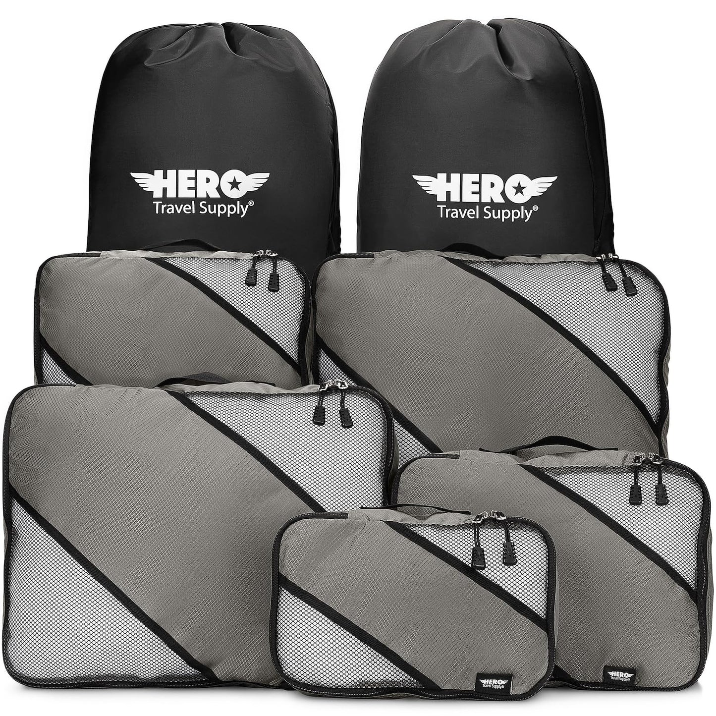 HERO Packing Cubes, (5 Set) Luggage Organizers with 2 Laundry Bags
