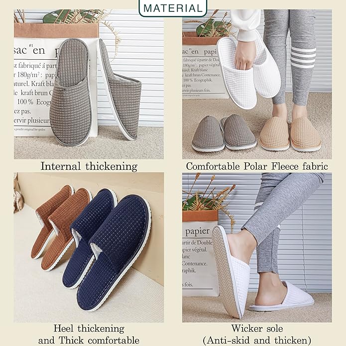 6-10 Pairs Spa Slippers, Non Slip Disposable Slippers For Guest, Washable Reusable, Which Can Be Used As Women Men, House, Indoor, Bathroom, Bedroom, Hotel, Bride Slippers