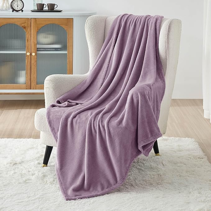 Bedsure GentleSoft Fleece Blankets Twin Size Fog Purple - 300GSM Lightweight Plush Fuzzy Cozy Soft Blanket for Bed, Sofa, Couch, Travel, Camping, 60x80 inches