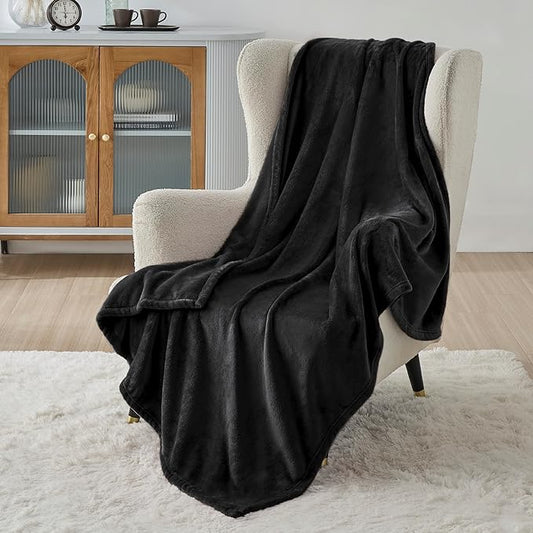 Bedsure GentleSoft Fleece Blanket Twin Size Black - 300GSM Lightweight Plush Fuzzy Cozy Soft Warm Blanket for Bed, Sofa, Couch, Travel, Camping, 60x80 inches