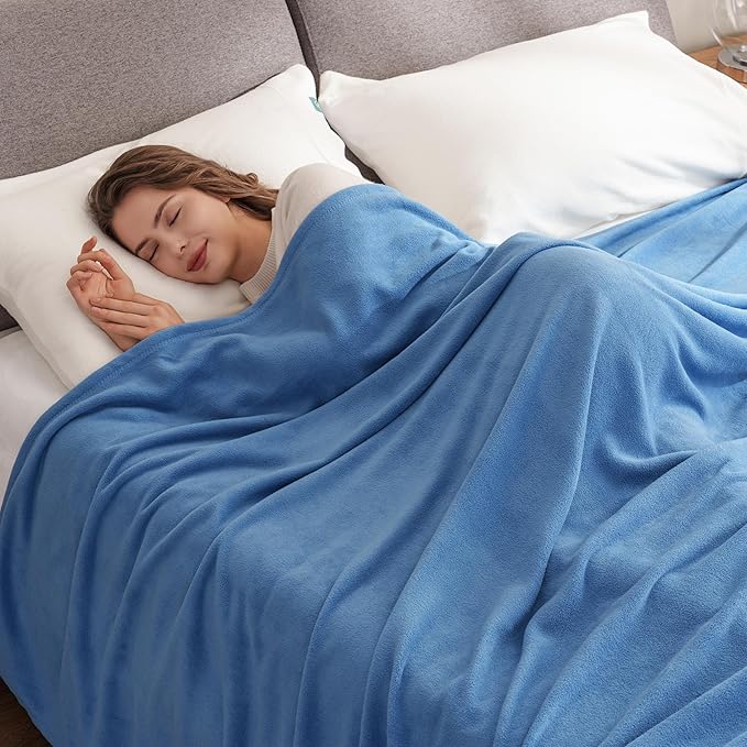 Berkshire Blanket Microfleece Queen Size Bed Blanket Royal Blue,Lightweight Soft Breathable Plush Micro Fleece Blanket for Bed Couch Sofa,90x90 Inches